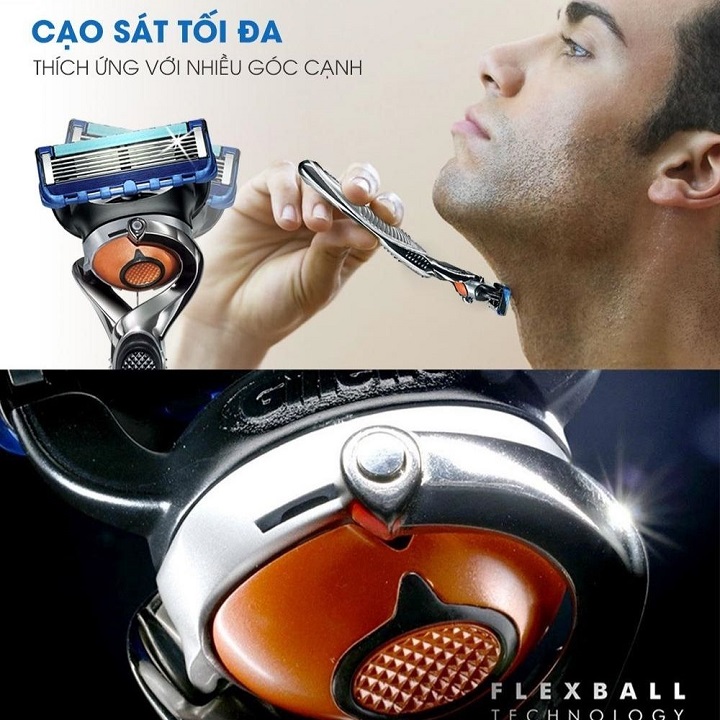 Dao cạo râu Nhật nội địa 5 lưỡi +1 Flexball Manual Holder Shaving Razor set 1 cán 2 lưỡi màu xanh