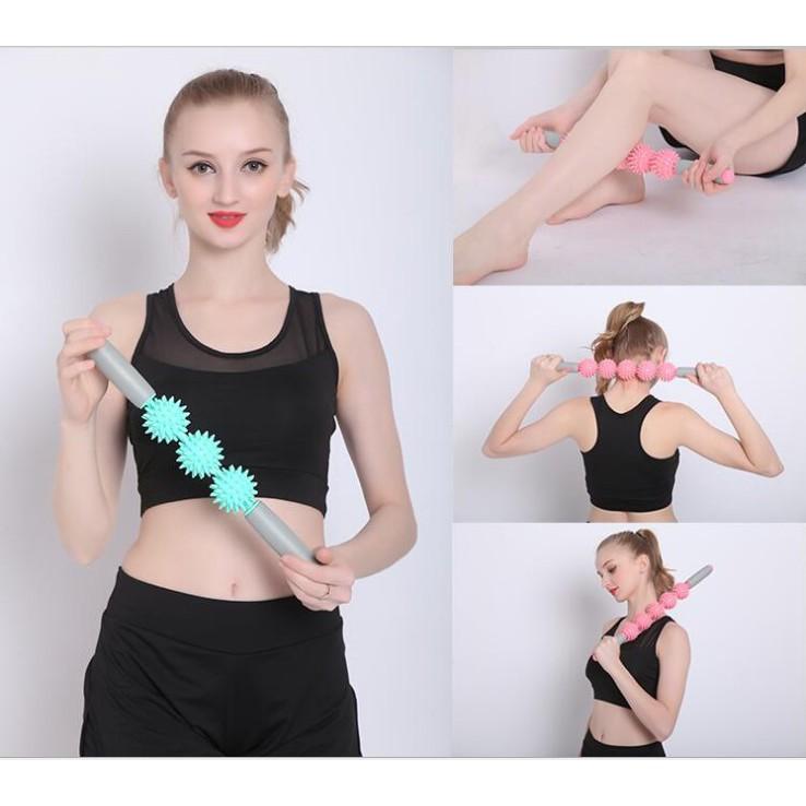 Thanh Lăn Massage Thư Giãn Cơ Bắp 3 Bóng Roller Stick tập Gym Yoga YO31