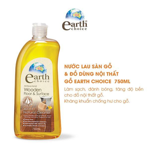 Nước lau sàn gỗ &amp; đồ dùng nội thất gỗ gốc thực vật Earth Choice 750ml