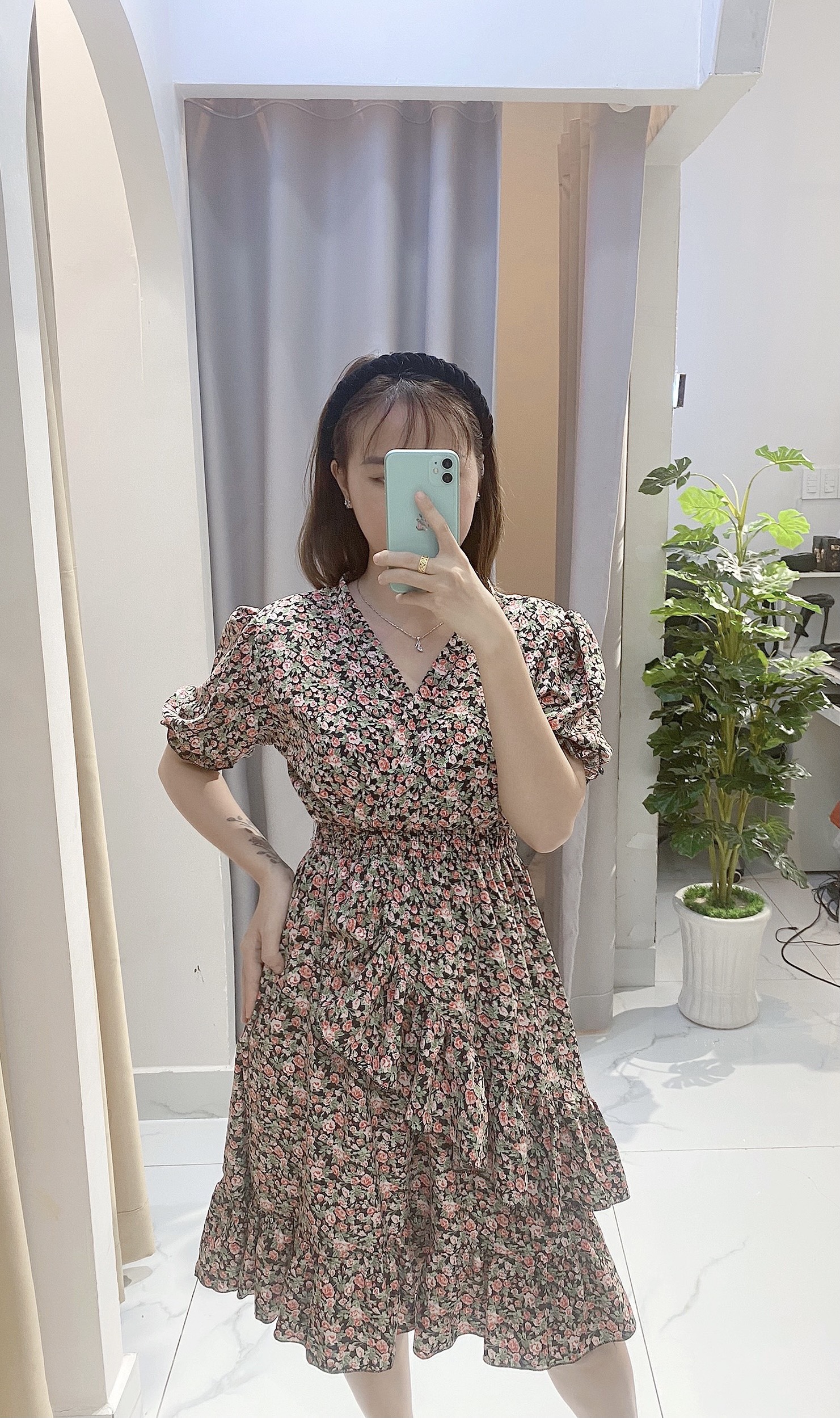 Váy đầm nữ dáng dài,kiểu cổ tim đắp chéo bèo - chất lụa bao mát k nhăn , dáng dễ mặc, cực xinh - V002