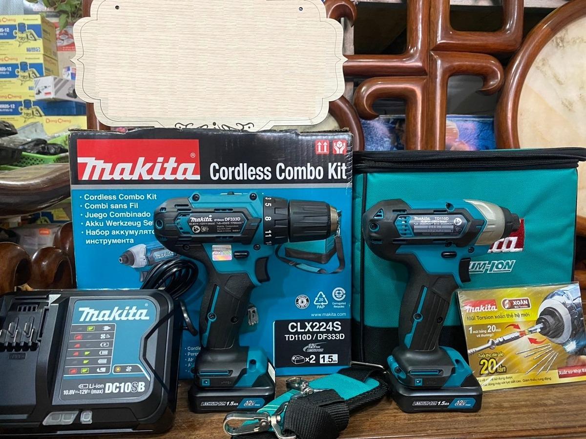 BỘ SẢN PHẨM MÁY KHOAN VẶN VÍT PIN 12V MAKITA CLX224S  - HÀNG CHÍNH HÃNG