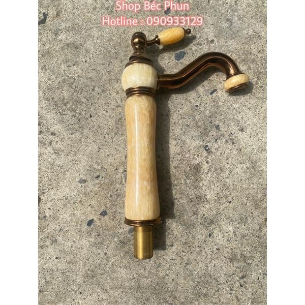 Vòi lavabo nóng lạnh thân đá Cẩm Thạch