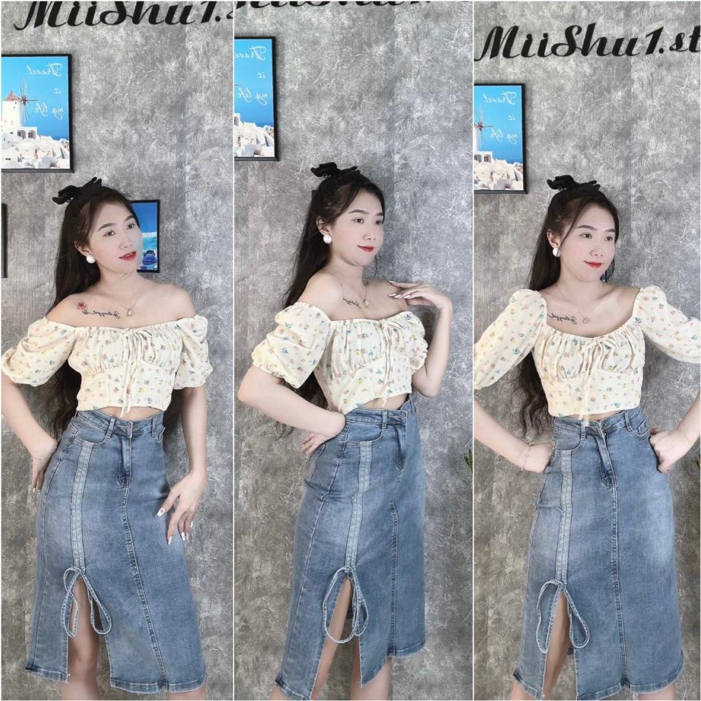 ÁO CROPTOP CỔ U ÔM BODY TAY LỞ BỒNG ĐI TIỆC ĐI CHƠI DẠO PHỐ ĐI BIỂN