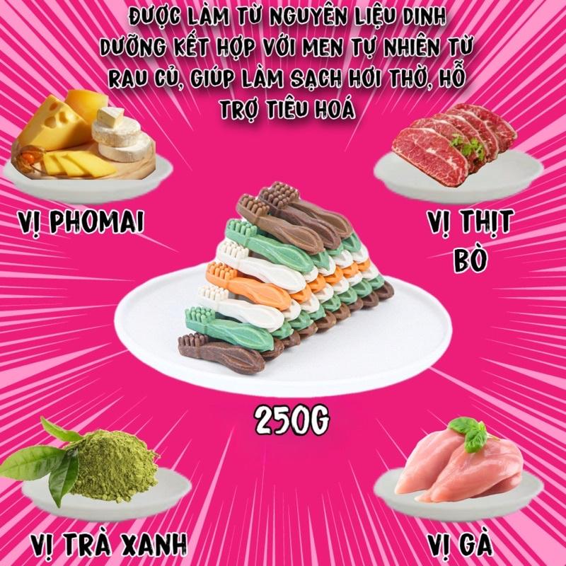 Xương gặm sạch răng cho chó dạng bàn chải Sumiho (túi 250gr nhiều cây nhỏ)