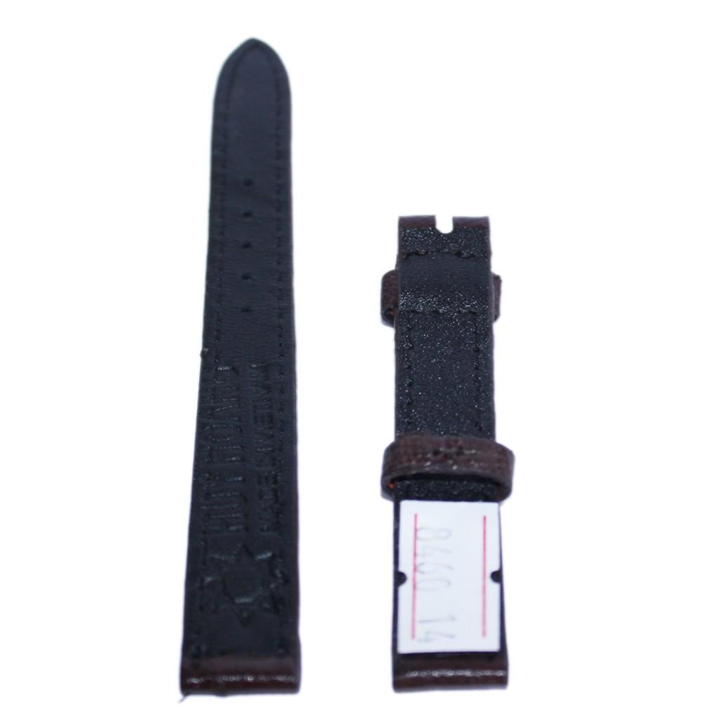 HT8455 - Dây đồng hồ Huy Hoàng da đà điểu da bụng size 12,14 màu nâu đất