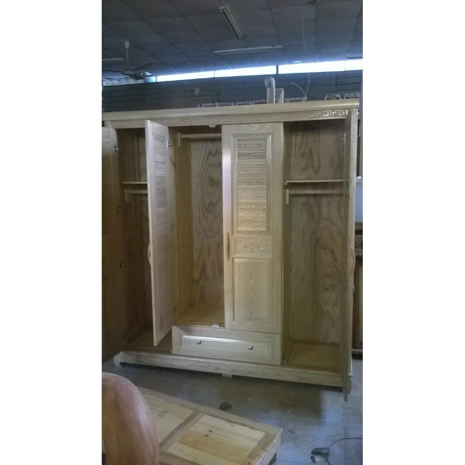 Tủ quần áo gỗ sồi 4 cánh - MS04