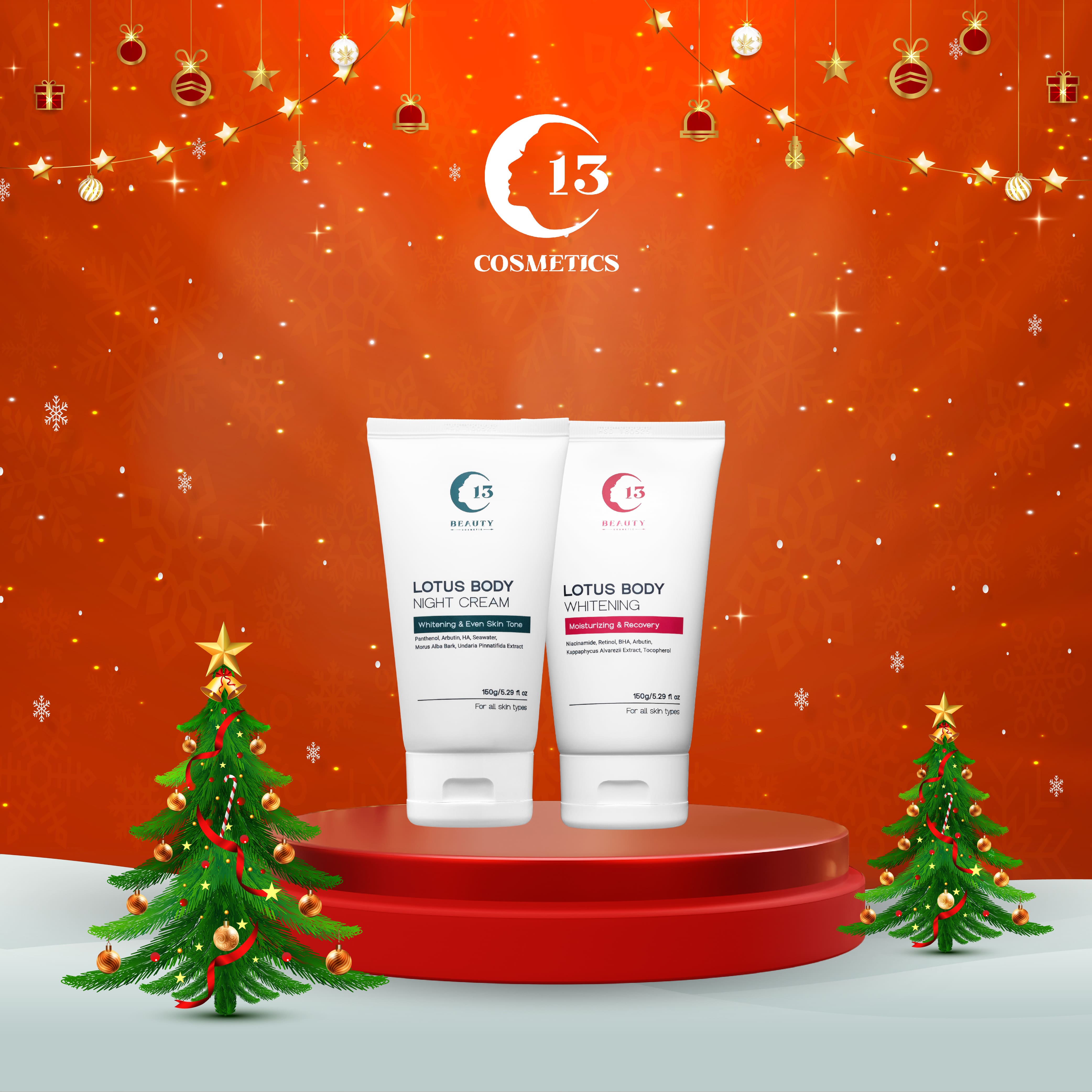 Combo Kem Dưỡng Thể Ngày và Đêm Lotus Body Cream Dưỡng Trắng, Cấp Ẩm Chuyên Sâu C13 Cosmetics Thu Trang