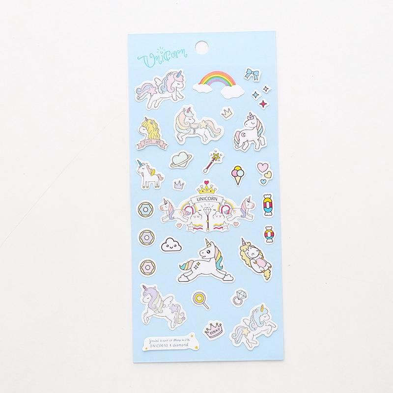Tờ Nhãn dán Sticker trang trí sổ nhật kí họa tiết kì lân unicorn đáng yêu ST164