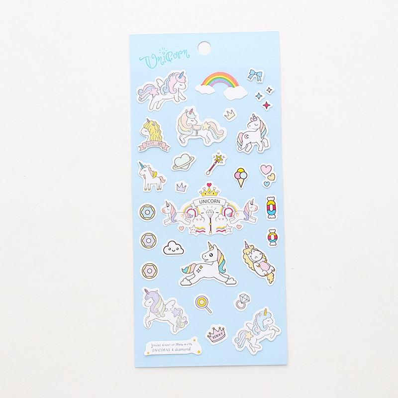 Tờ Nhãn dán Sticker trang trí sổ nhật kí họa tiết kì lân unicorn đáng yêu ST164