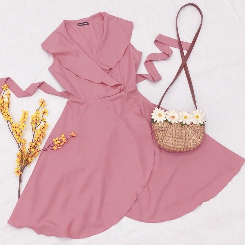 Đầm Suông Ngắn Hồng Đậm