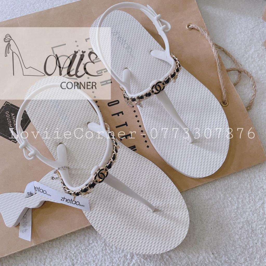 SANDAL NỮ LOVIIECORNER - GIÀY BỆT THỜI TRANG PHONG CÁCH NỮ TÍNH QUAI NGANG KẸP ĐẾ THẤP S220901