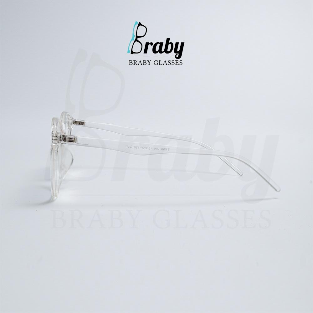 Gọng kính mắt tròn trong suốt nhựa dẻo không gãy siêu nhẹ Braby cầu kính kim loại nổi bật thời trang nam nữ MK24