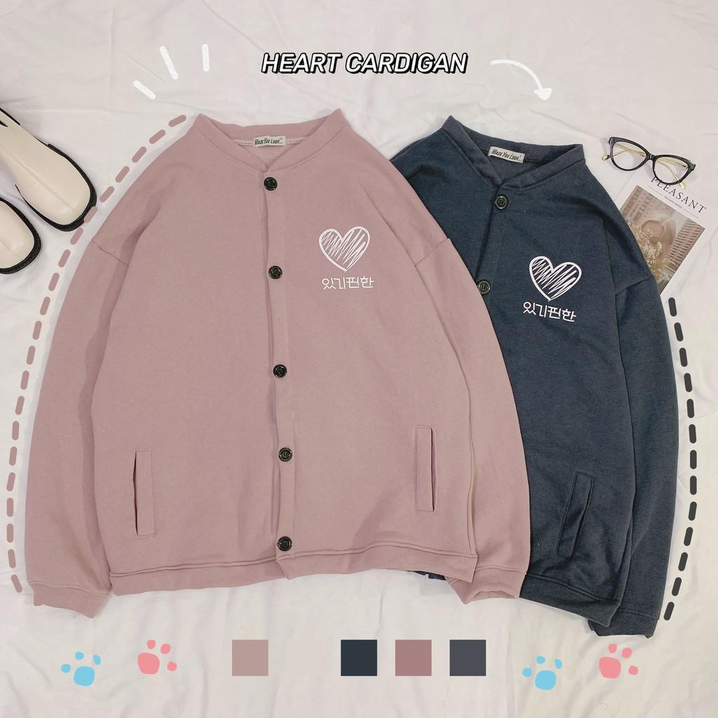 Cardigan Áo Khoác Nỉ Hàn Quốc HEART Trái Tim Unisex