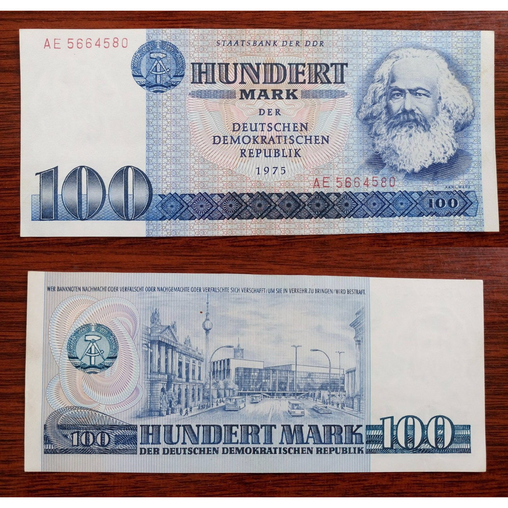 Tiền Đông Đức 100 Mark xưa 1975 hình ảnh Các Mác - 100 Mark Germany Karl Marx sưu tầm - Mới 100% UNC - tiền châu Âu