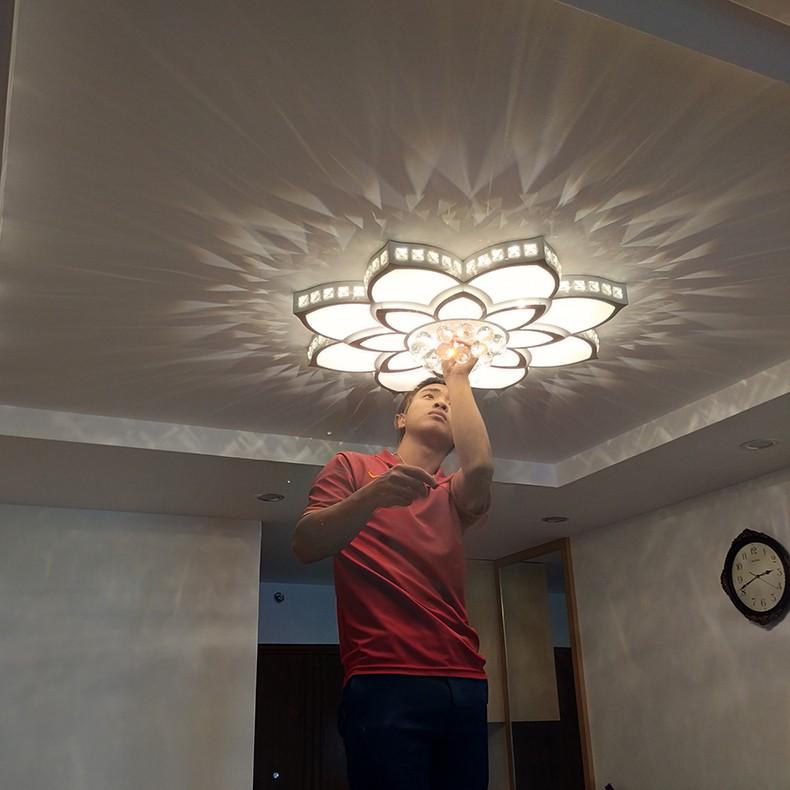 Đèn chùm pha lê phòng khách, đèn mâm ốp trần trang trí - OPLADY098