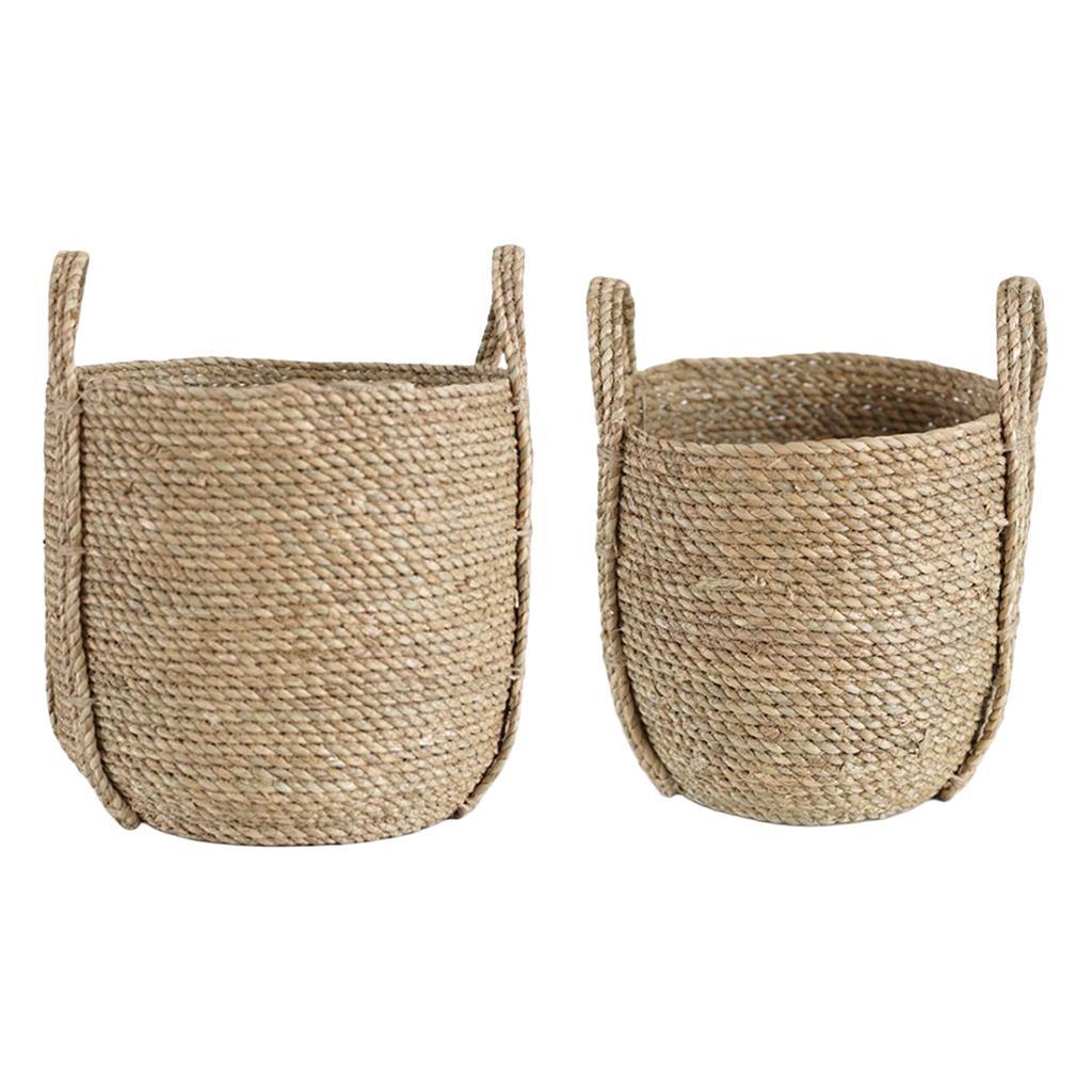 Garden Flower Pot Planter Basket Straw Woven Storage Basket Household Bag S
