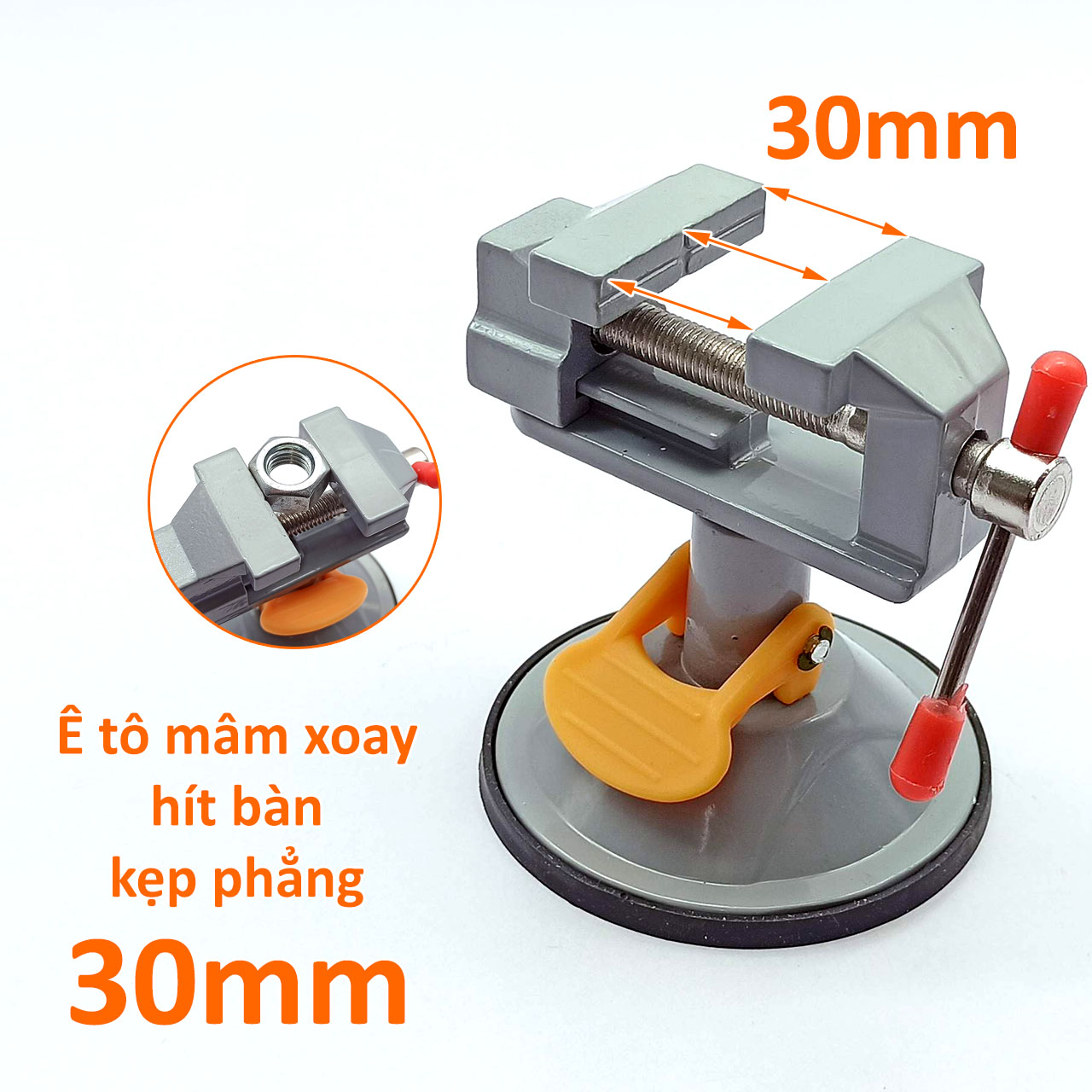 Ê tô mâm xoay hít bàn kẹp phẳng độ mở 30mm