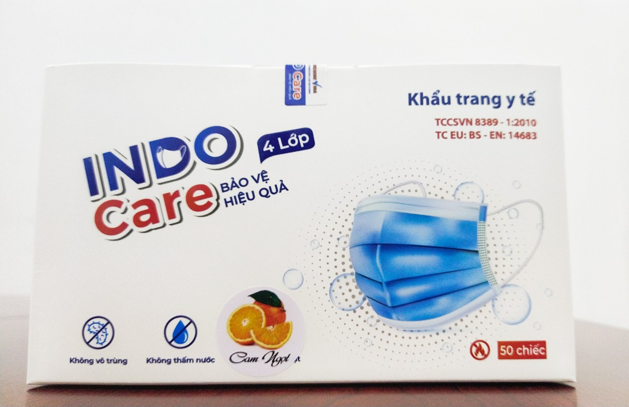 [Combo3] KHẨU TRANG Y TẾ INDO CARE TINH DẦU Bạc Hà/Cafe/Cam Ngọt / 4 LỚP KHÁNG KHUẨN 99% HỘP 50 CÁI