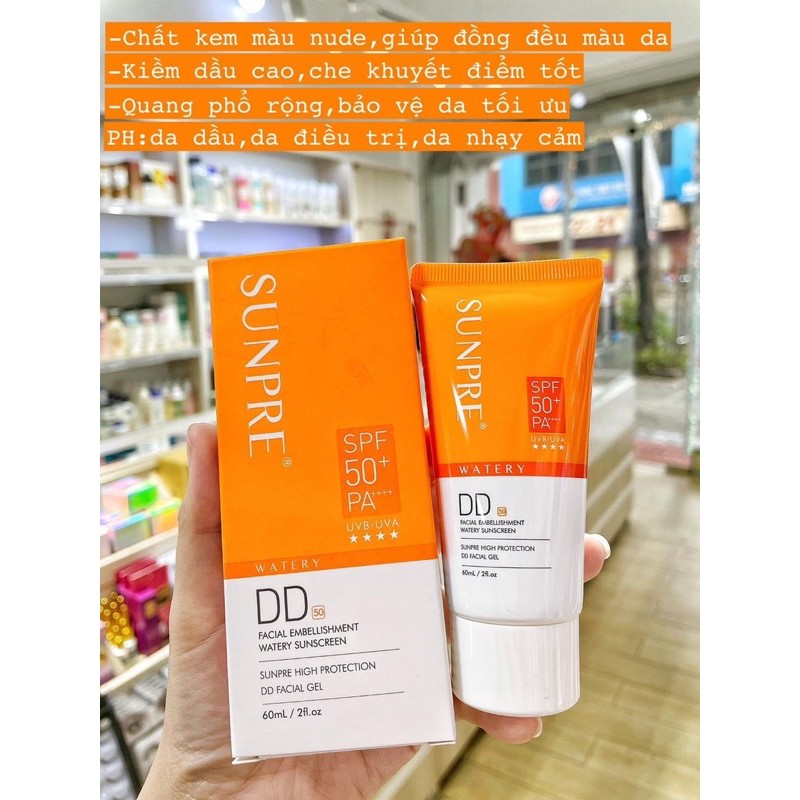 Kem chống nắng có màu Mona Frema SUNPRE High Protection DD Facial Gel SPF 50+ PA++++ (60ml)