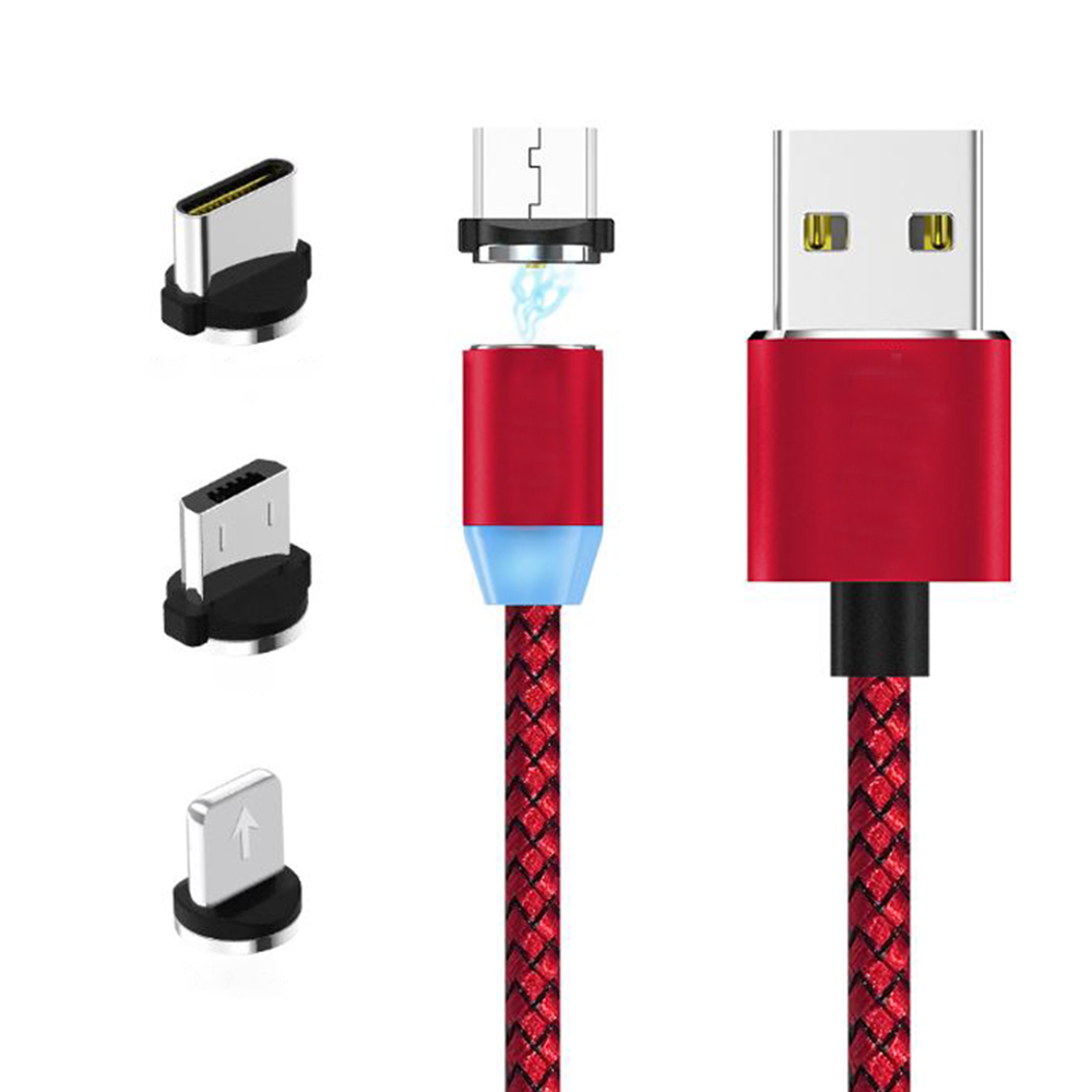 Combo Dây Cáp Sạc Từ Tính Hút Nam Châm Tốc Độ 2.4A 3 Đầu Chân YBD Cổng USB Type C Nhiều Màu Nhiều Kích Thước Lựa Chọn - Xám - 2M