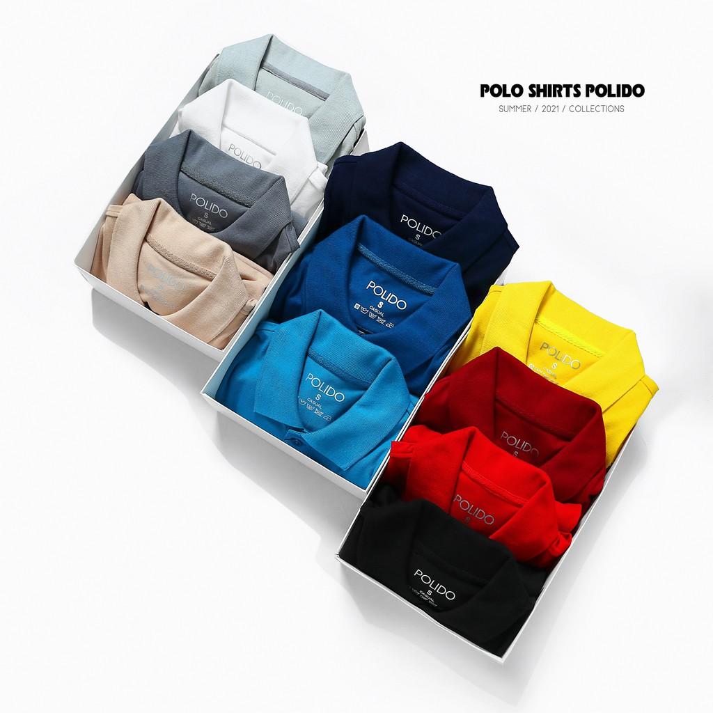 Áo Polo Nam Trơn Thêu Chữ POLIDO Màu Đỏ Vải Cotton Co Giãn Form Slimfit - POLIDO MALL