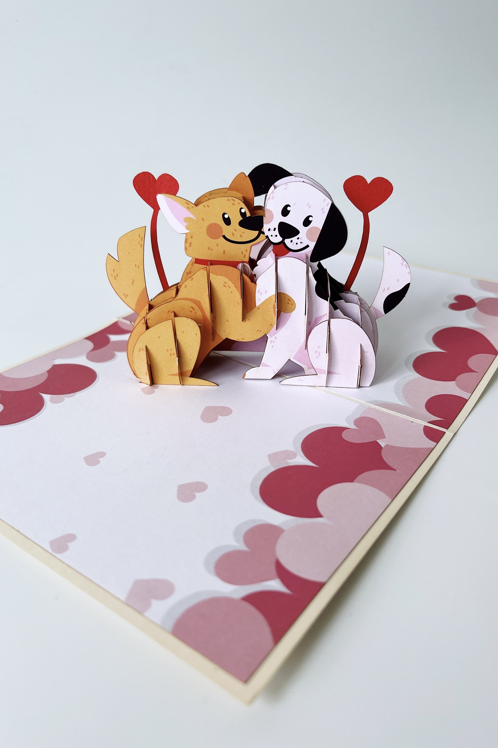 Thiệp 3D Pop Up Đôi Chó Tình Yêu – Thiệp Valentine, Thiệp Sinh Nhật, Thiệp Lãng Mạn Độc Đáo, L16