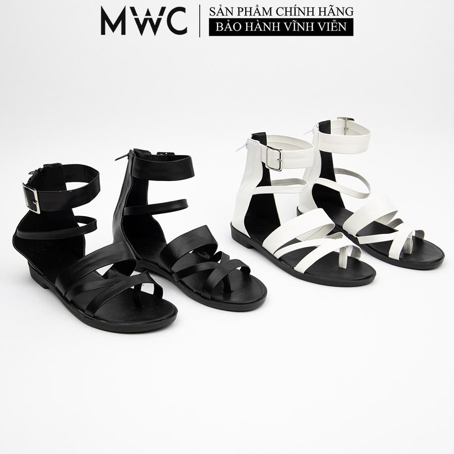 Giày Sandal MWC Đế Bệt Quai Chiến Binh Màu Đen Trắng Siêu Xinh NUSD- 12016