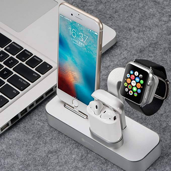 Dock sạc 3in1 dành cho iPhone, Apple Watch, Airpods nhôm nguyên khối Coteetci - Hàng chính hãng