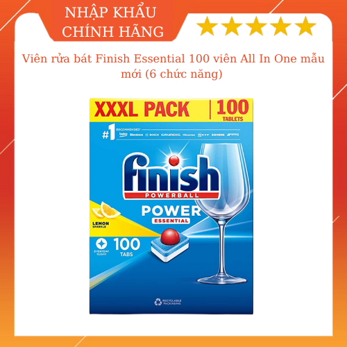 Viên rửa chén bát Finish All - in - 1 hộp 100 viên, chính hãng, dùng cho máy rửa bát