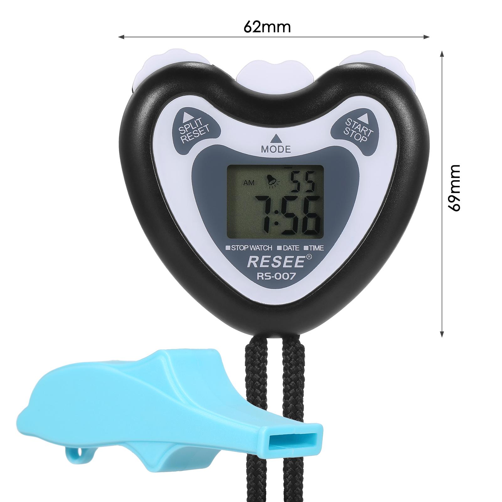 Digital Stopwatch and Whistle Set Sports Timer with Time Calendar Alarm for Marathon Running for Coaches and Referees