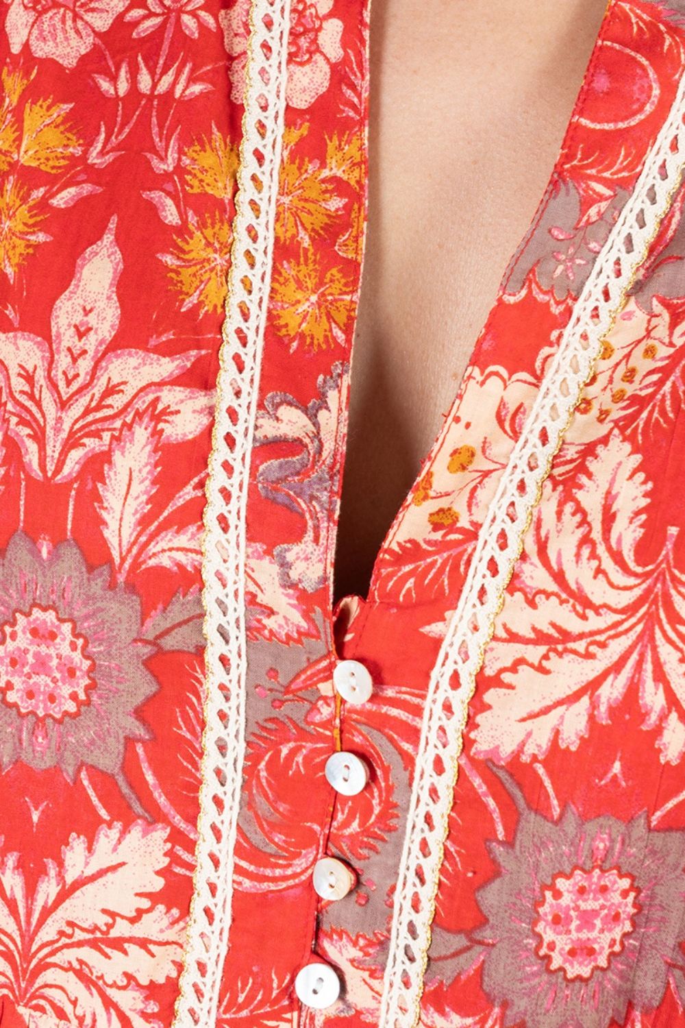 Đầm Boho Đỏ Cotton Isla Bonita