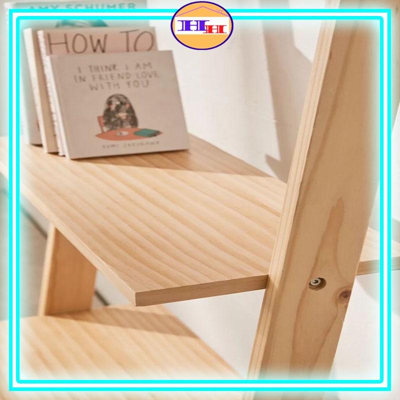 Kệ gỗ trang trí phòng khách hình thang loại 4 tầng bằng gỗ thông nhập khẩu