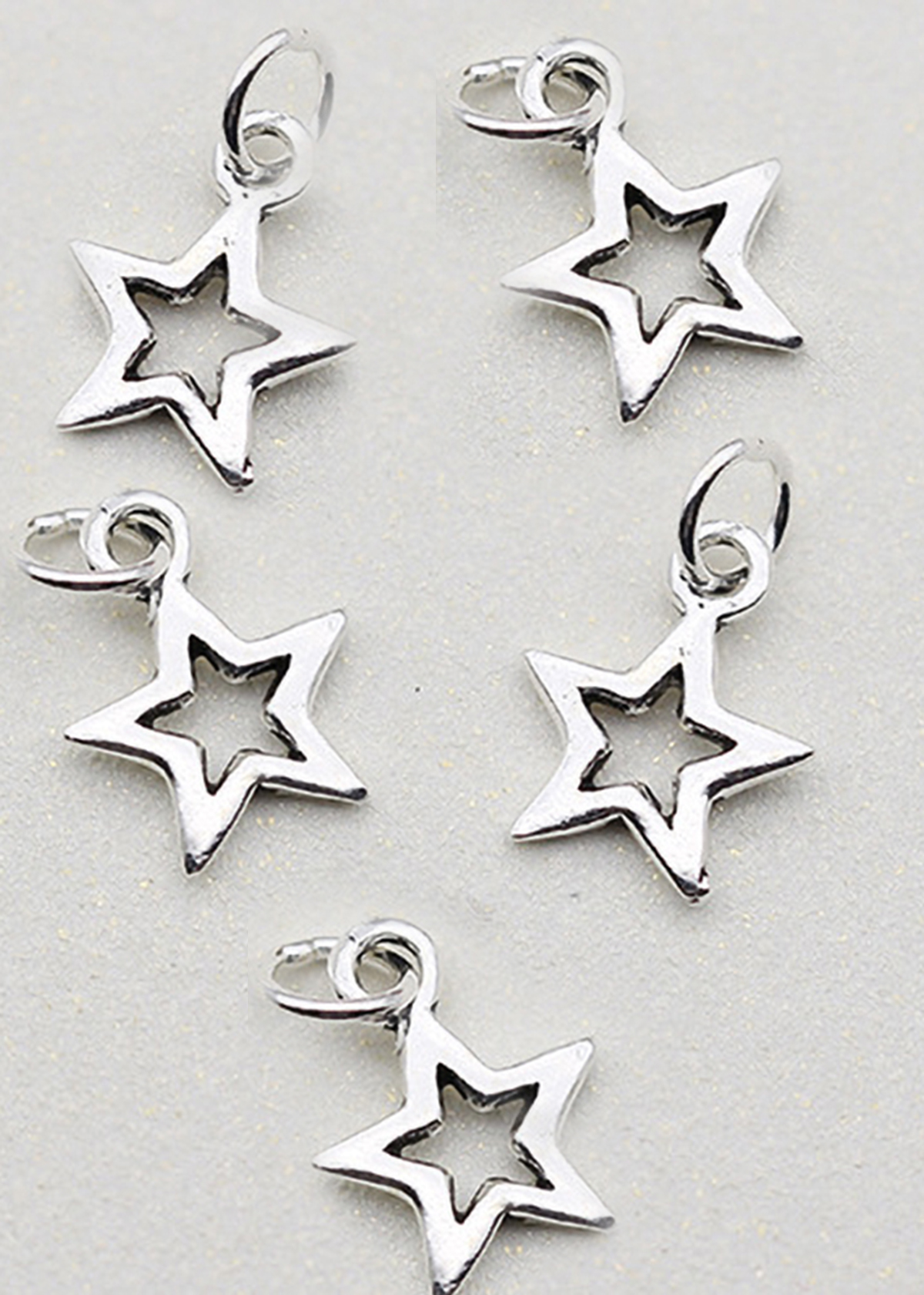 Combo 5 cái charm bạc hình ngôi sao năm cánh treo - Ngọc Quý Gemstones