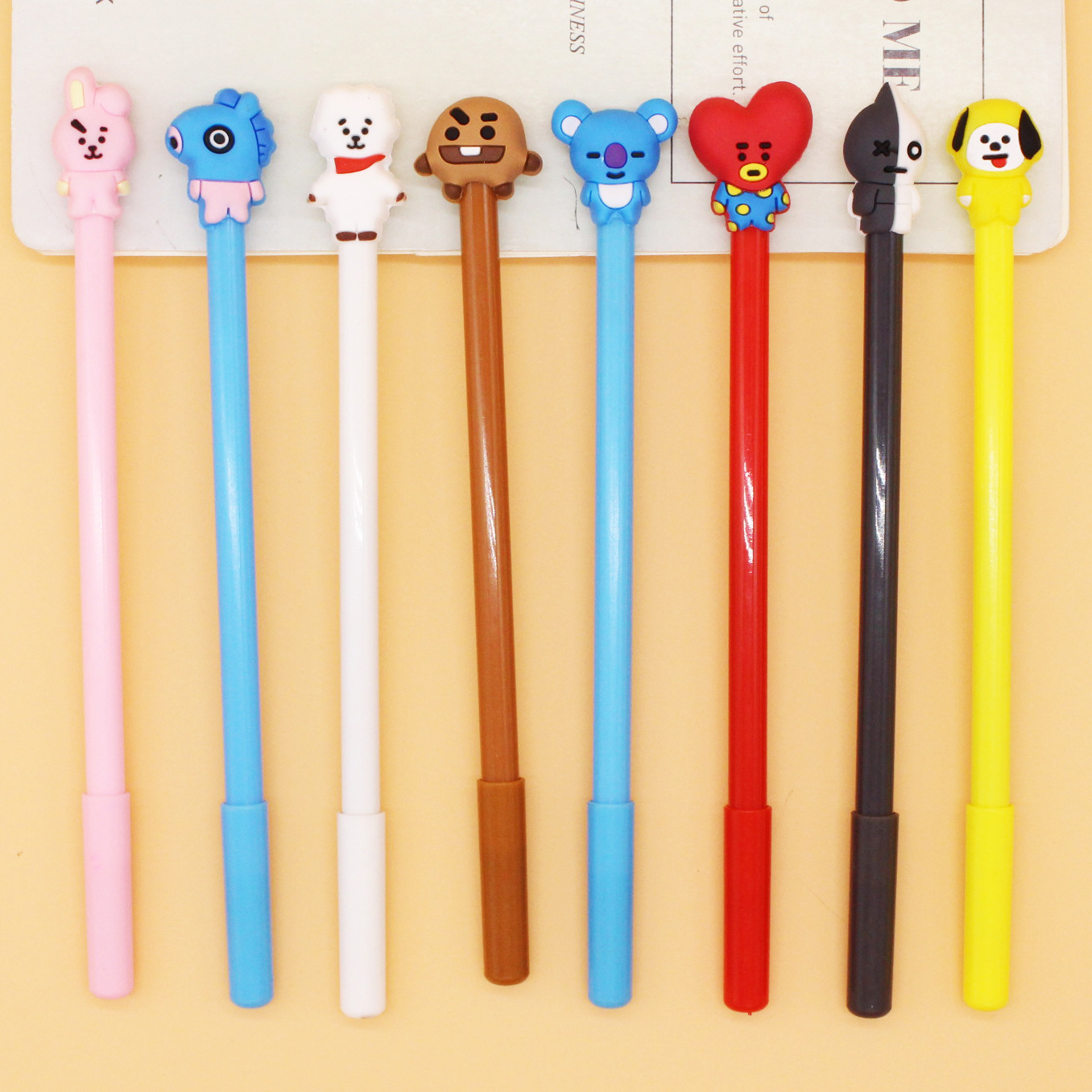 Bộ bút gel BT21 BTS 8 nhân vật tặng sticker BTS