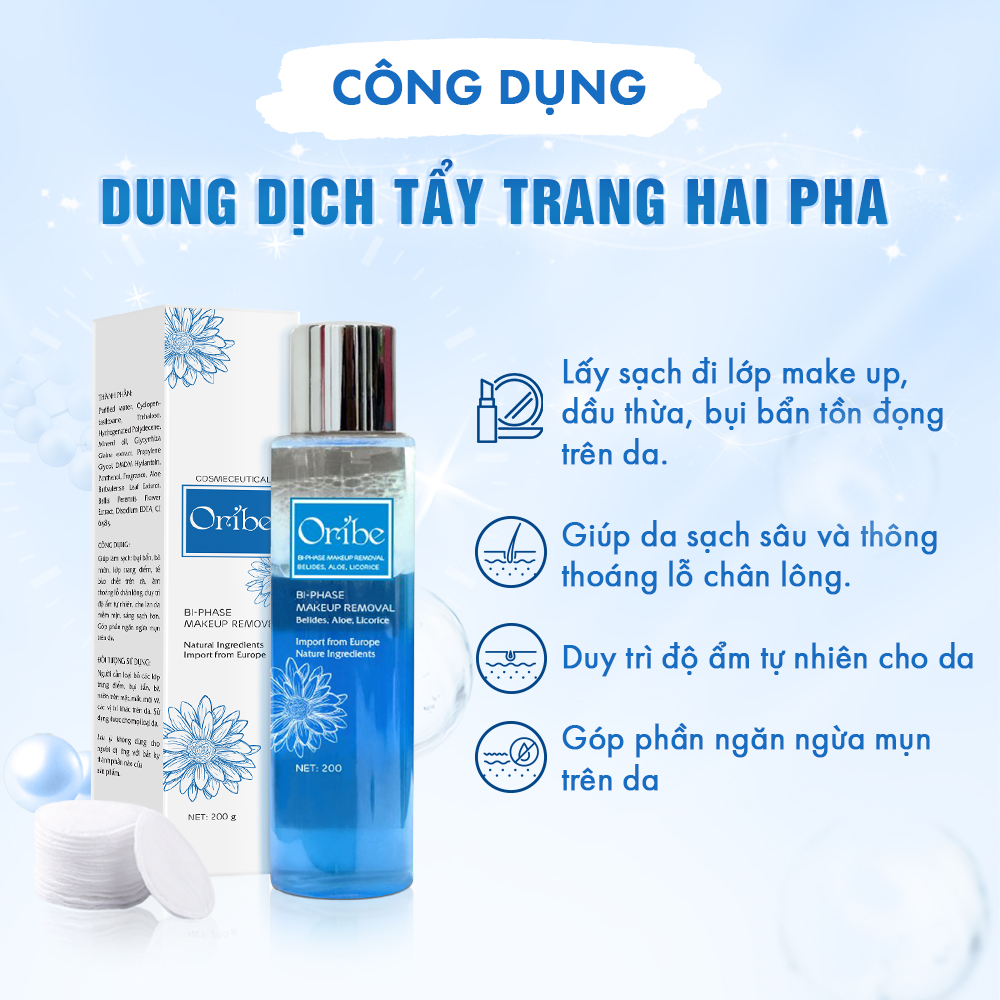 Nước Tẩy Trang Dành Cho Mọi Loại Da Oribe Bi-Phase Makeup Removal 200g