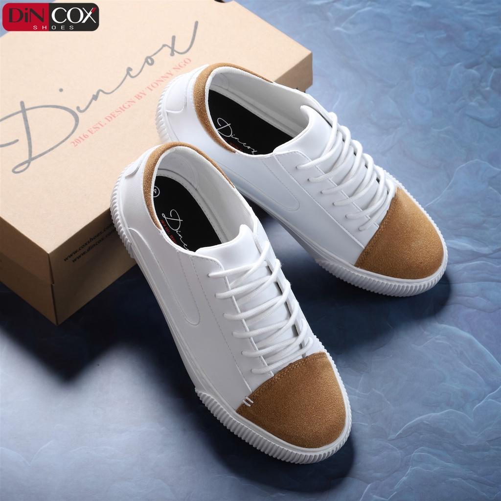 Giày Sneaker Da Nam DINCOX D07 Tinh Tế Hiện Đại White/Tan