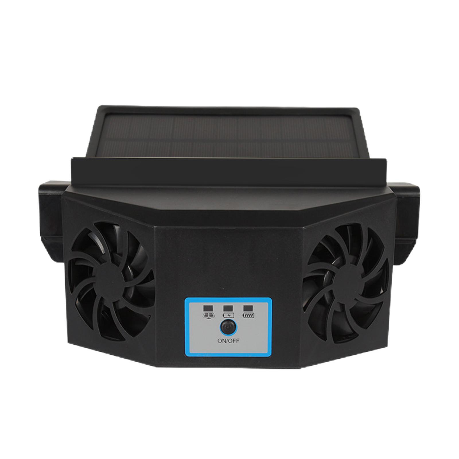 Car Exhaust Fan Solar/USB Dual Charging Auto Air Vent Cooling Fan