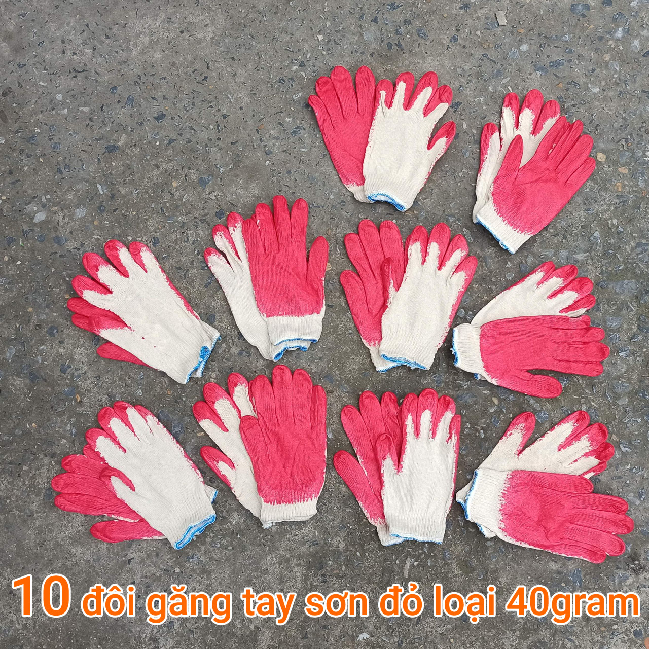 Bịch 10 đôi găng tay sơn đỏ loại 40 gram