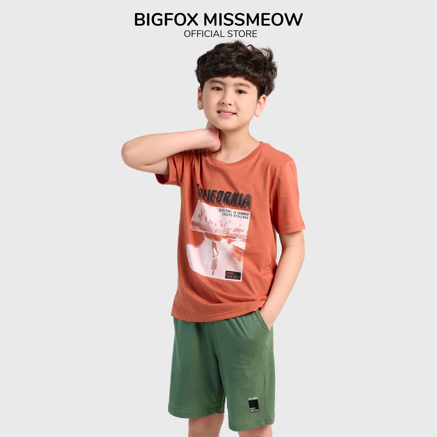 Bộ Quần Áo Bé Trai Cộc Tay Size Đại BigFox - Miss Meow Mùa Hè Chất Liệu Cotton Họa Tiết California