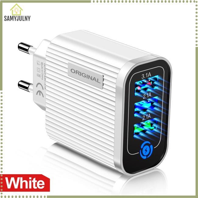 Củ Sạc Nhanh Famy Gồm 3 Cổng Usb 5V / 3A Có Đèn Led