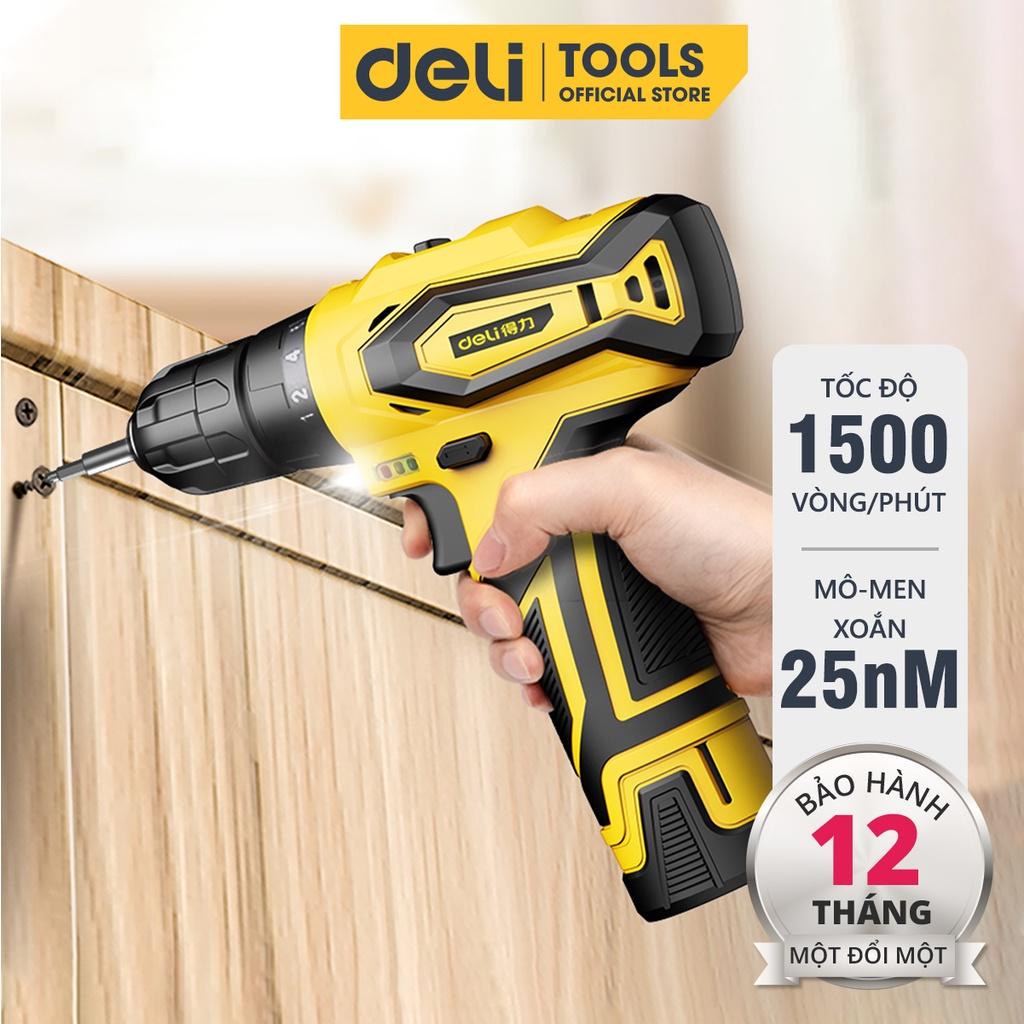 Máy Khoan Điện Không Dây Deli Chính Hãng Pin 12V Bắt Vít - Nhỏ Gọn, Tiện Dụng - Dùng Cho Sửa Chữa Vật Dụng - DL6261