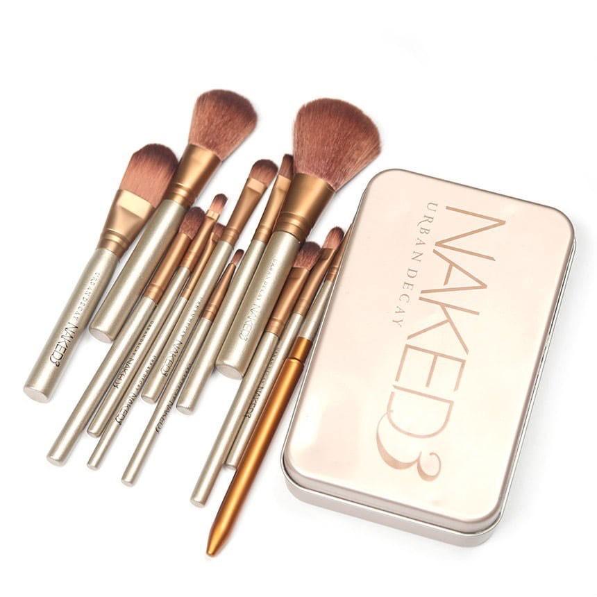 Sét cọ trang điểm 12 món Naked 3.lông mịn ,mềm đa năng trang điểm ,kèm hộp thiếc cho chị em làm đẹp