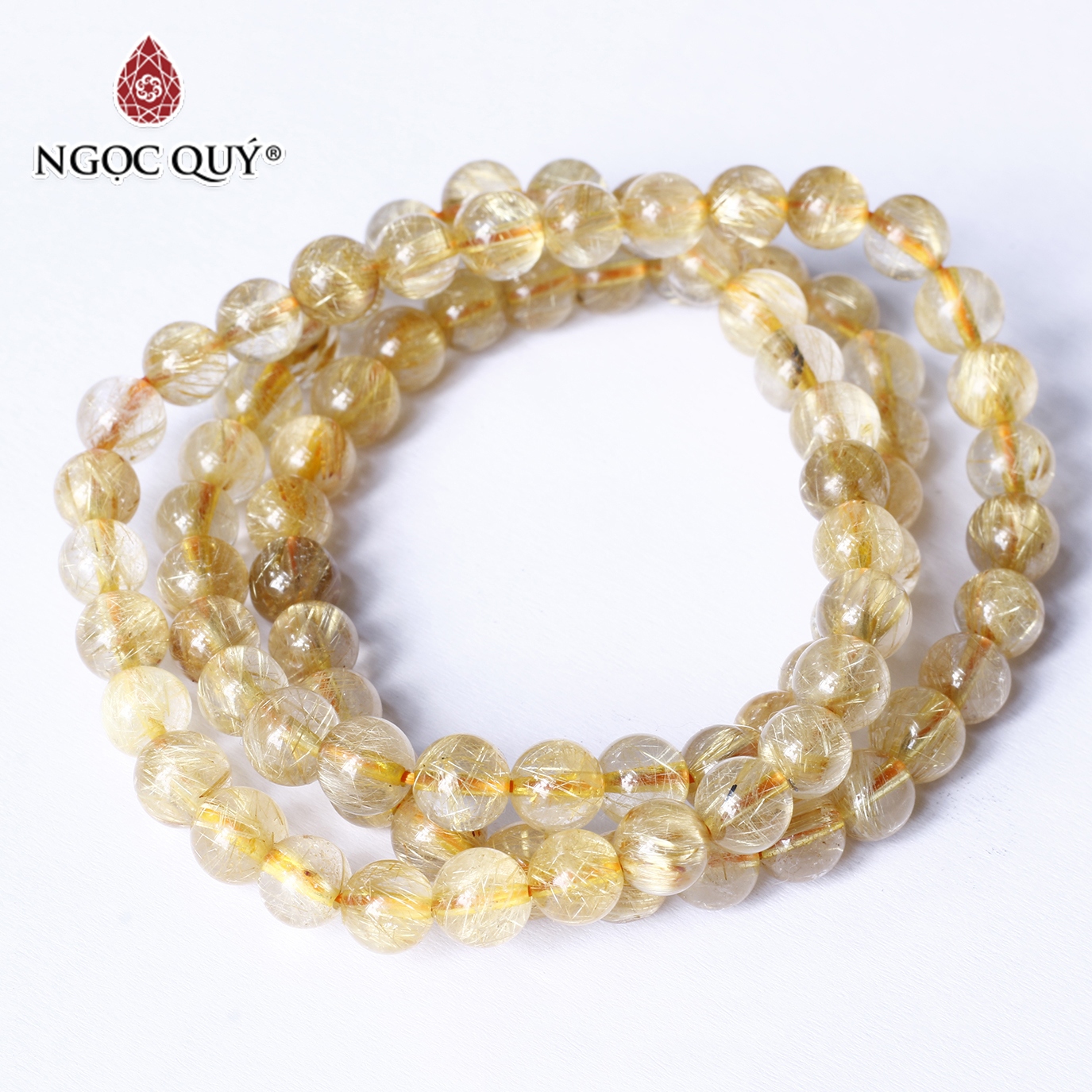 Vòng đá thạch anh tóc vàng 3 line mệnh thủy, kim - Ngọc Quý Gemstones