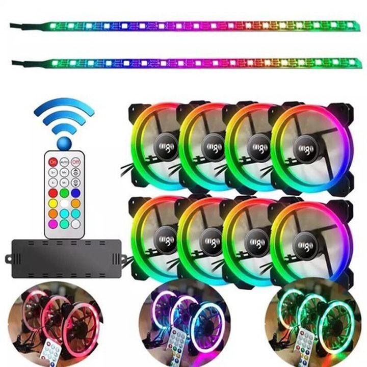 Bộ kit 5 fan led RGB kèm HUB và Điều khiển HXHF HF-200