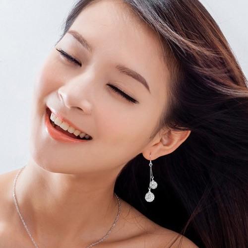Bông tai trái châu 2 tầng cao cấp