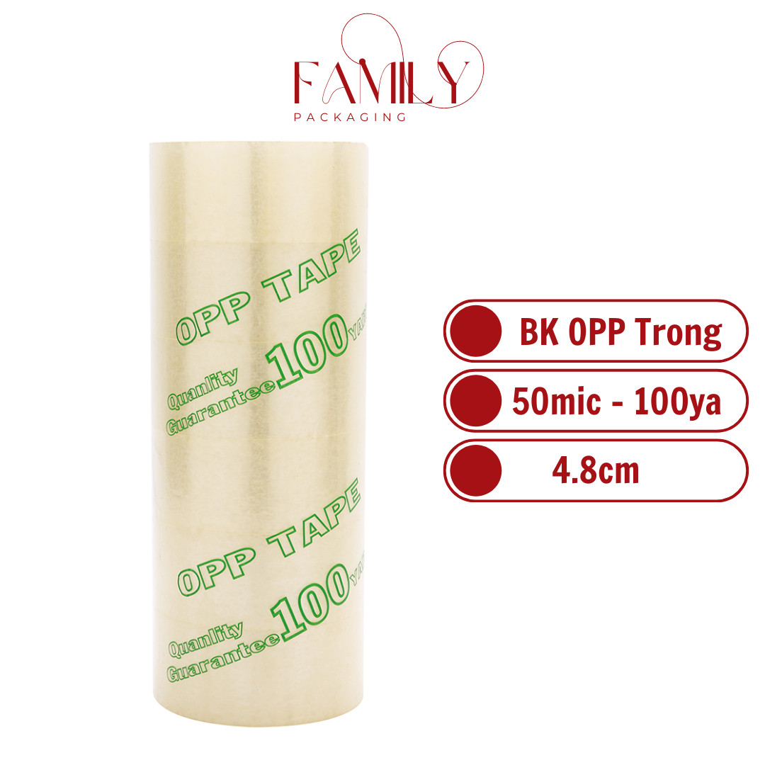 Combo 6 Cuộn Băng Keo Trong Hoàn Cầu Gói Quà 4.8cm 100ya 50mic, Băng Keo OPP Trong Đục Đóng Hàng