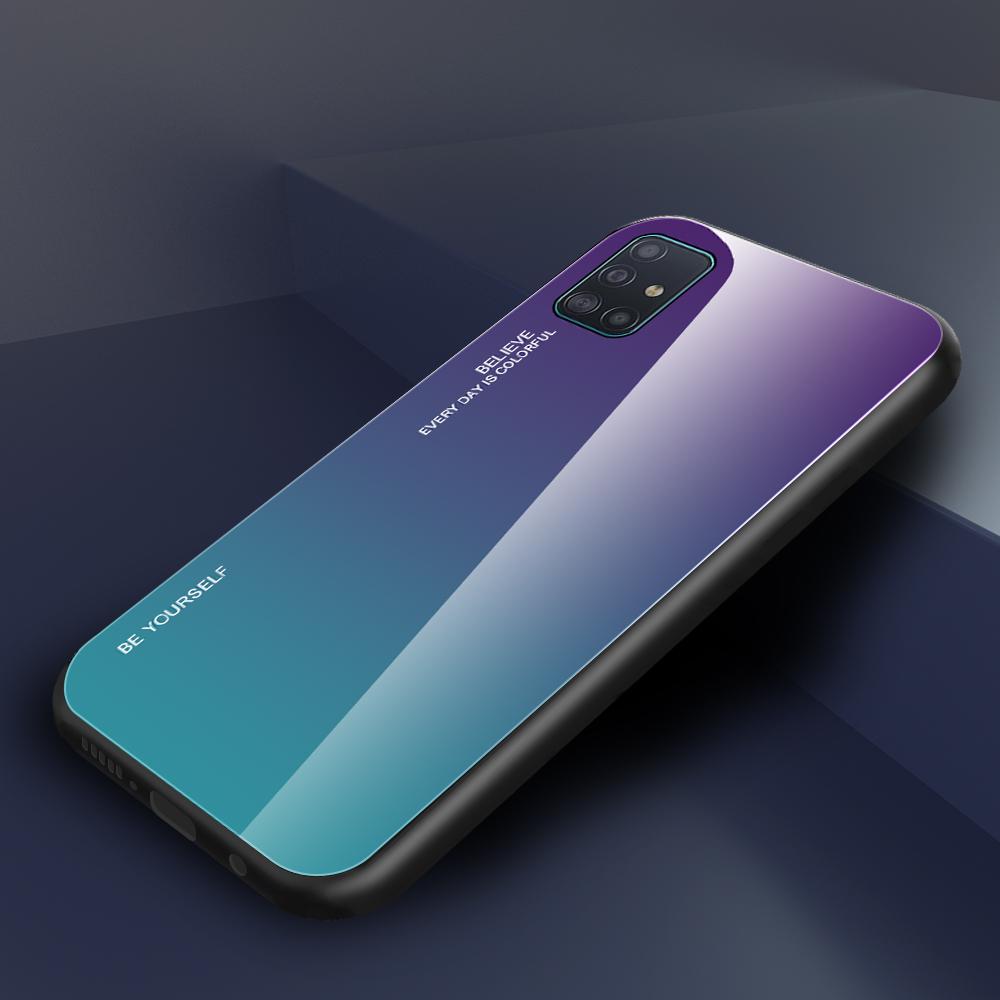 Ốp lưng kính màu Gradient viền dẻo dành cho Samsung Galaxy A51