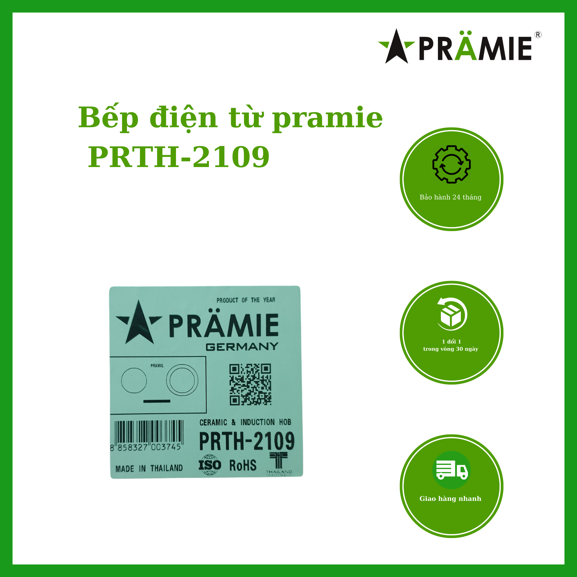 [THANH LÍ HÀNG TRƯNG BÀY 99% MIỄN PHÍ LẮP ĐẶT TP.HCM] Bếp điện từ đôi Pramie PRTH -2109 _Môt từ một hồng ngoại_Hàng nhập khẩu Thái Lan