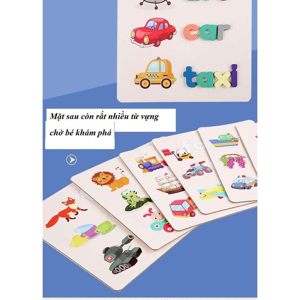 Giáo Cụ Montessori - Đồ Chơi xếp Hình Động Vật, Học tiếng Anh, Chữ Cái, Đánh Vần Bằng Gỗ Cho Bé