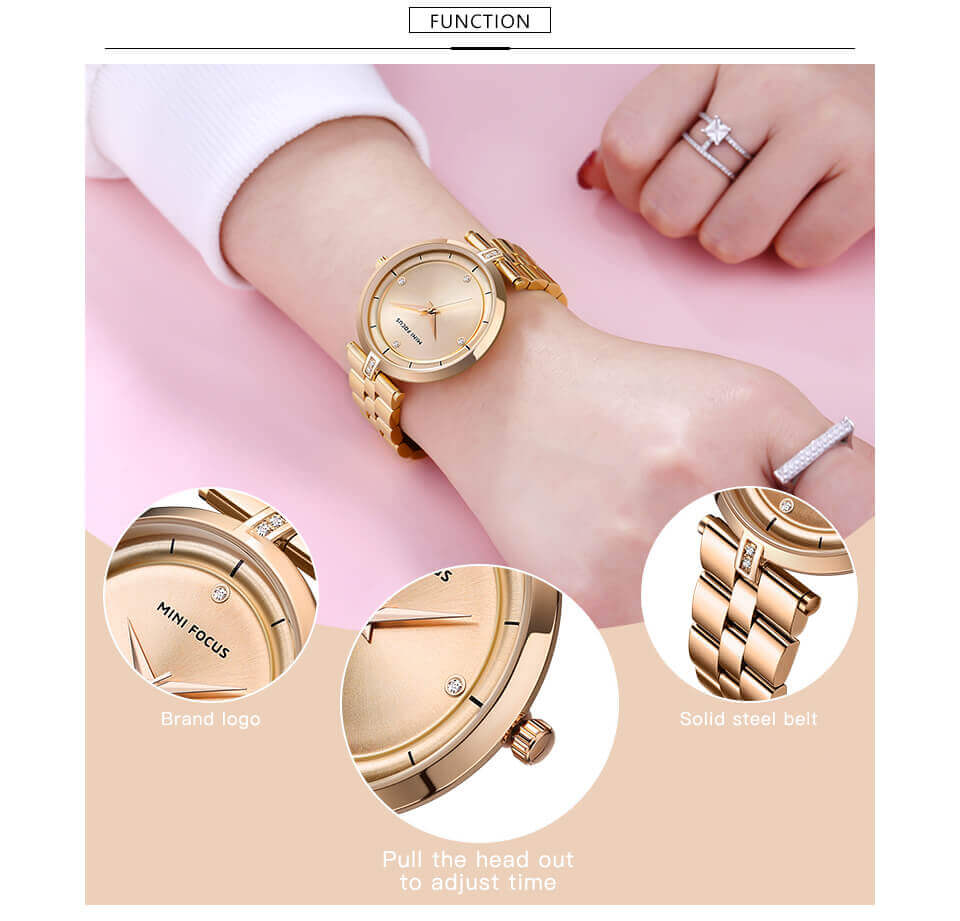 Đồng Hồ Nữ MINI FOCUS MF04 Chính Hãng Full Box Chống Nước 30m Kính Mineral Dây Thép Thời Trang Giá Rẻ